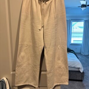 Zara Cream Wide-Leg Pants and zip up top set